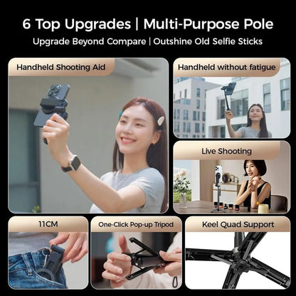 4-In-1 Multifunctional 360째 Rotation Magnetic Selfie Stick, 2025 New 4 in 1  Magnetic Phone Tripod Stand with Wireless Remote