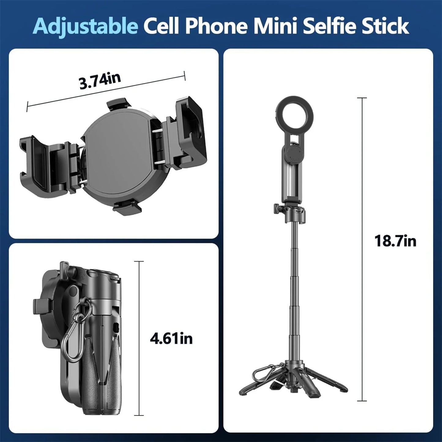 4-In-1 Multifunctional 360째 Rotation Magnetic Selfie Stick, 2025 New 4 in 1  Magnetic Phone Tripod Stand with Wireless Remote