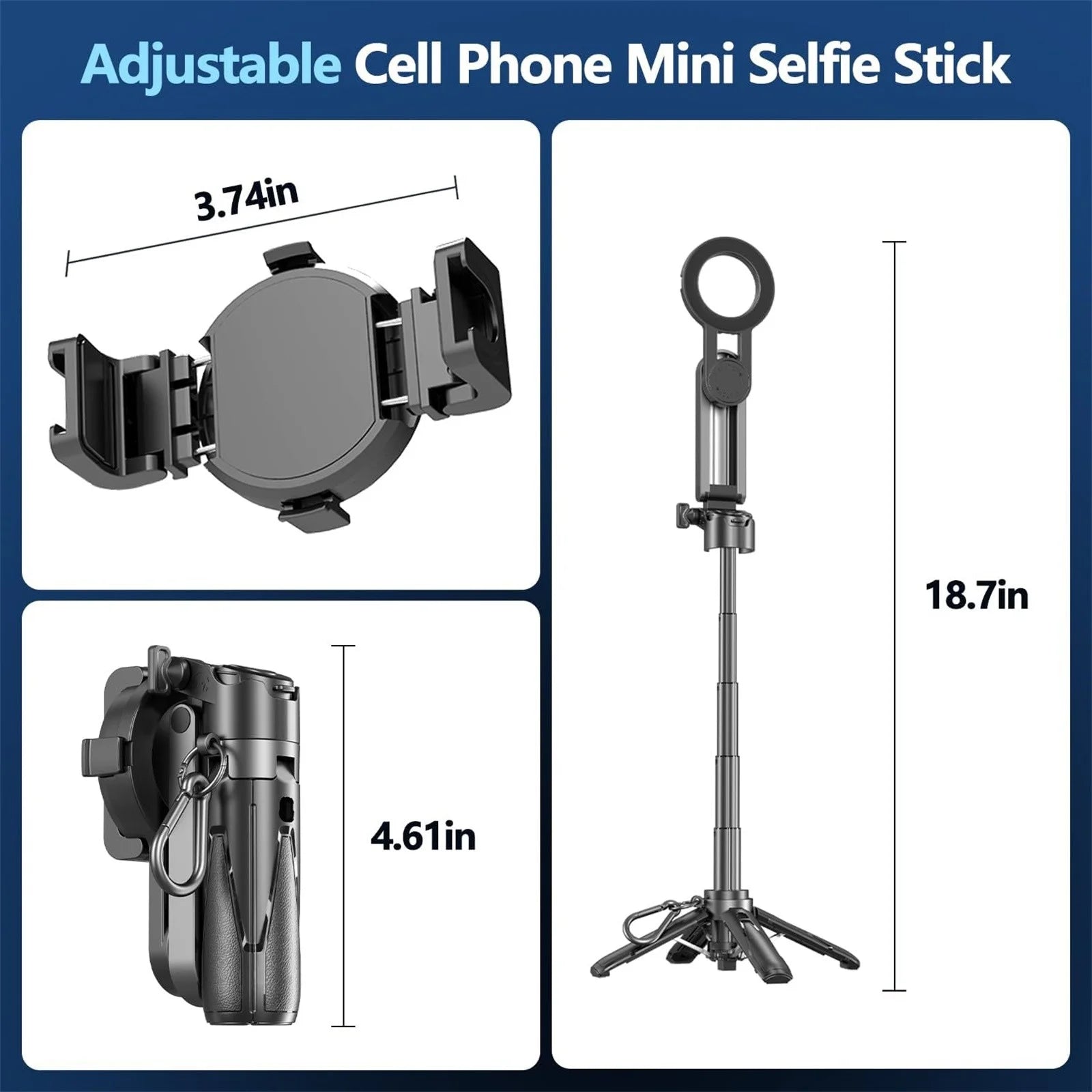 4-In-1 Multifunctional 360째 Rotation Magnetic Selfie Stick, 2025 New 4 in 1  Magnetic Phone Tripod Stand with Wireless Remote