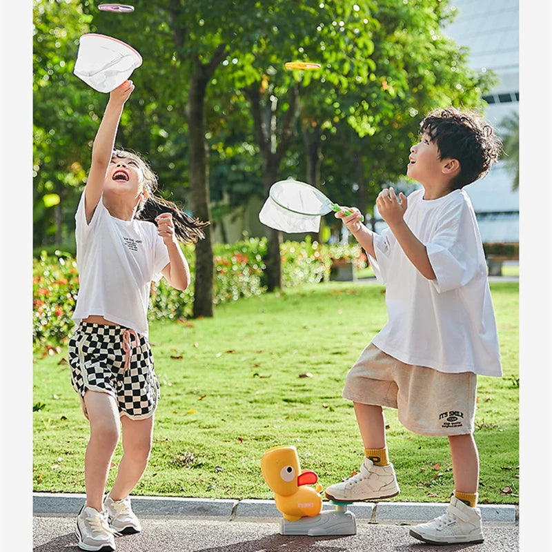 Air Launcher Toy Outdoor Soaring Flying Disc Flying Saucer Foot Launcher Kids Jump Sport Games Children Toys for Kids Boy Gifts