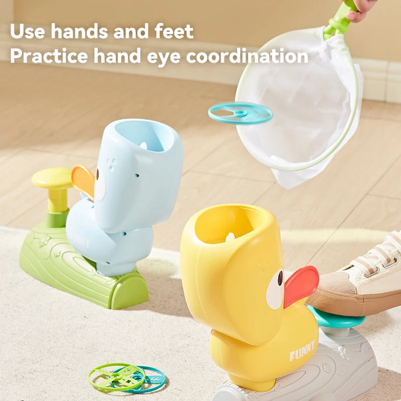 Air Launcher Toy Outdoor Soaring Flying Disc Flying Saucer Foot Launcher Kids Jump Sport Games Children Toys for Kids Boy Gifts